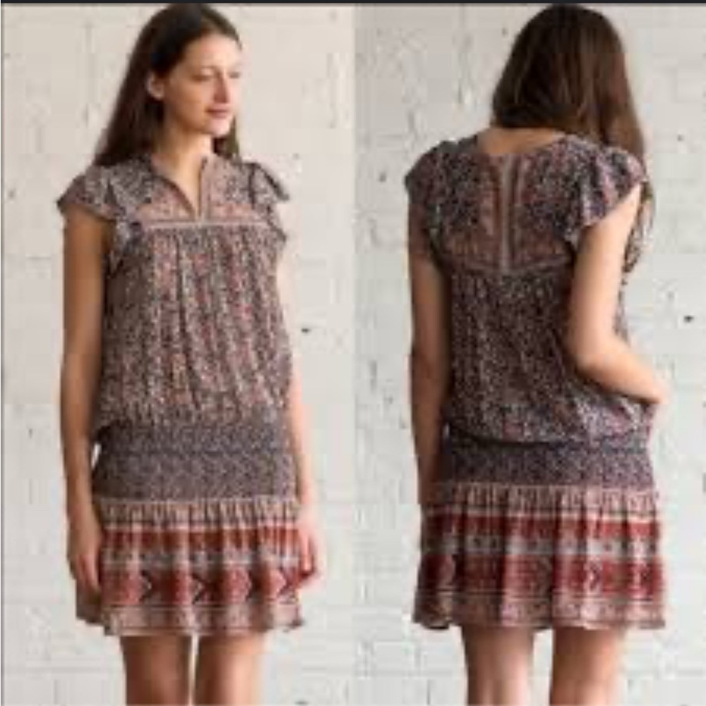 Ulla Johnson Dress Simone Floral Print Silk Cap Sleeve Blouson Mini Women Size 0